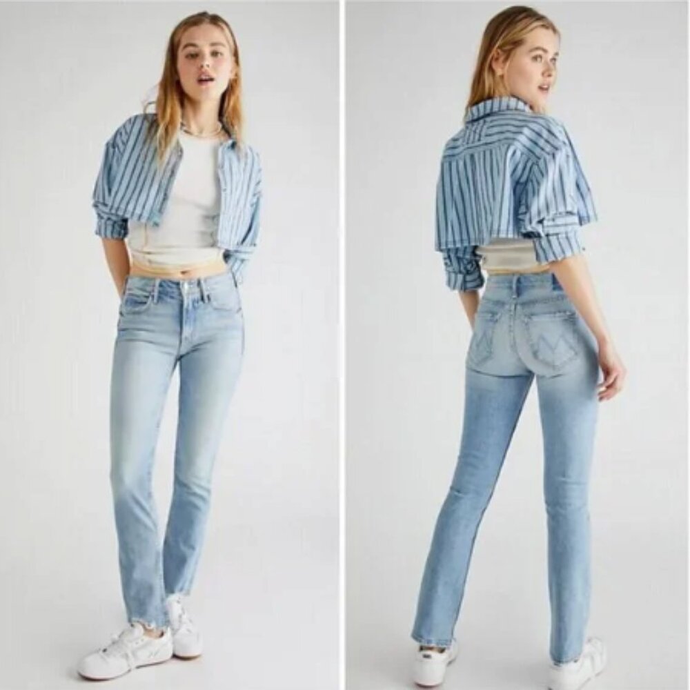 MOTHER Superior Flirt Fray I Confess Mid-rise Jeans 28 Made in USA! $258